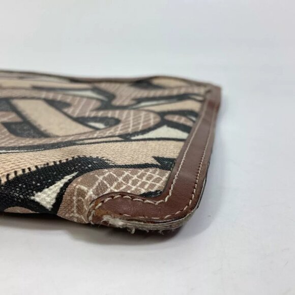 BURBERRY bag TB whole pattern fastener zip Clutch bag PVC/Leather Brown - Picture 5 of 13